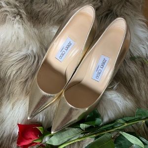 Jimmy Choo Anouk Gold Shiny Metallic Pumps